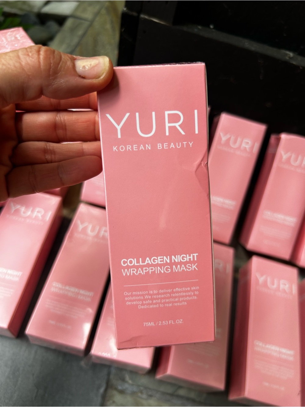 YURI Collagen Night Wrapping Mask - Pink Packaging Sealed Box